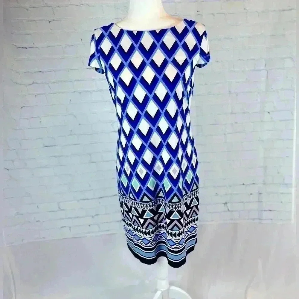 New NWT Jessica Howard Women's Size S MISSY Dress Blue Purple White‎ Diamond - Picture 2 of 12